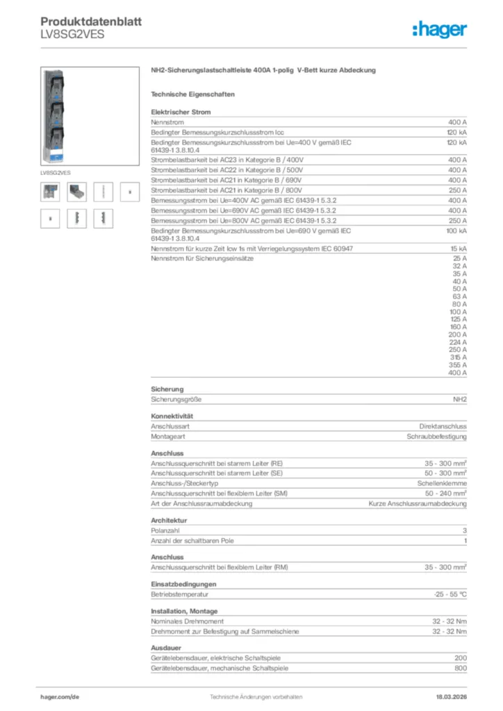 Bild Hager Produktdatenblatt LV8SG2VES | Hager Deutschland