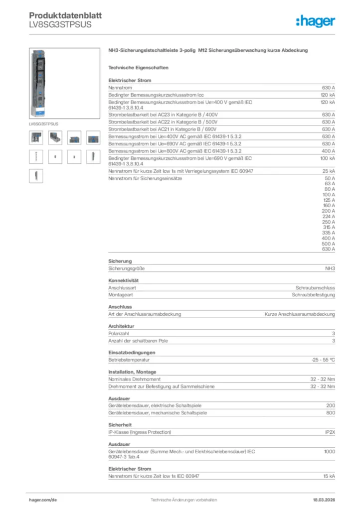 Bild Hager Produktdatenblatt LV8SG3STPSUS | Hager Deutschland