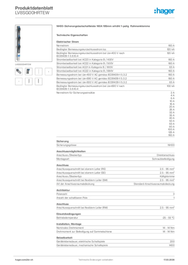 Bild Hager Produktdatenblatt LV8SG00HRTEW | Hager Schweiz