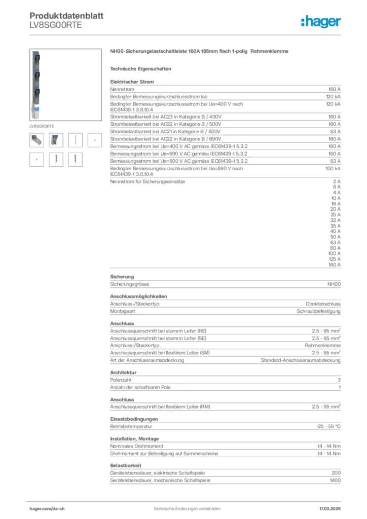 Bild Hager Produktdatenblatt LV8SG00RTE | Hager Schweiz