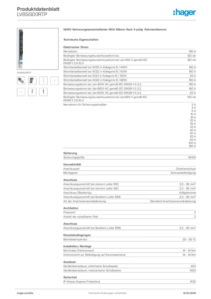 Bild Hager Produktdatenblatt LV8SG00RTP | Hager Deutschland
