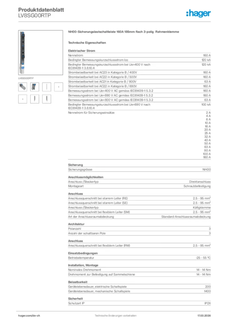 Bild Hager Produktdatenblatt LV8SG00RTP | Hager Schweiz