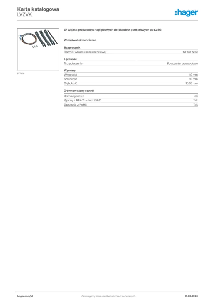 Zdjęcie Hager Karta katalogowa LVZVK | Hager Polska