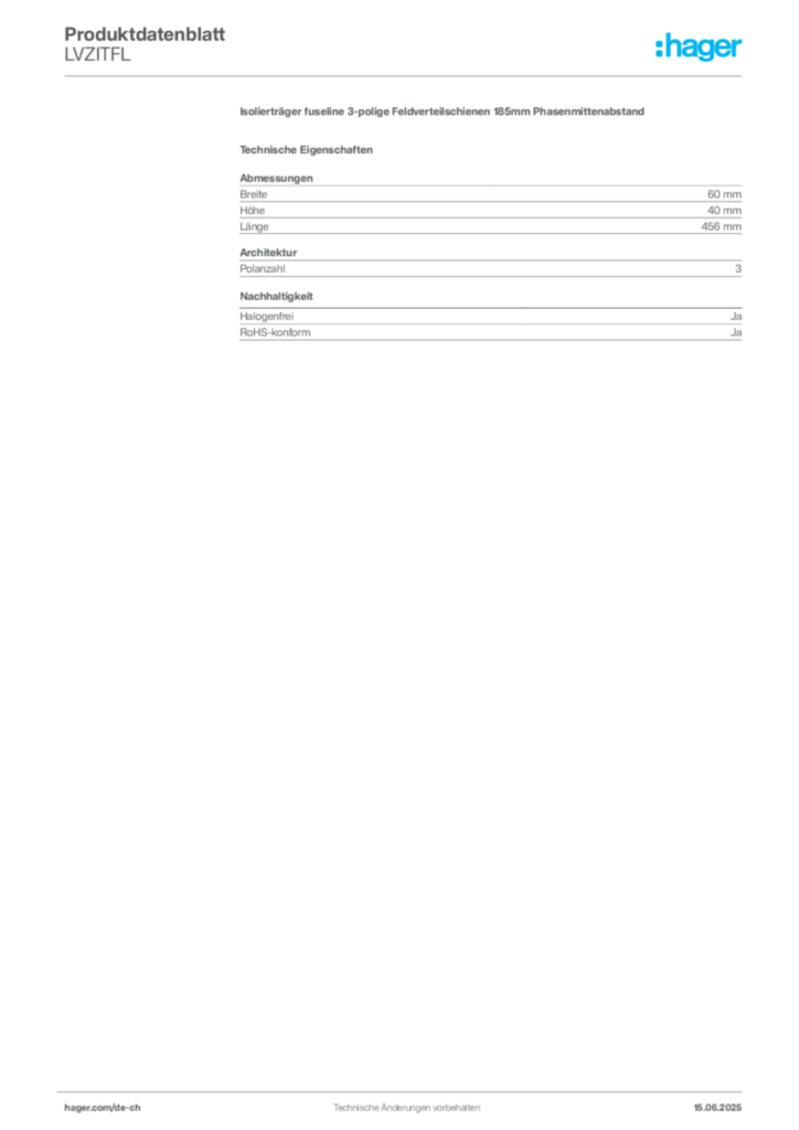 Bild Hager Produktdatenblatt LVZITFL | Hager Schweiz