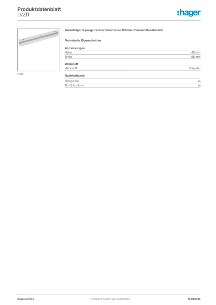 Bild Hager Produktdatenblatt LVZIT | Hager Deutschland