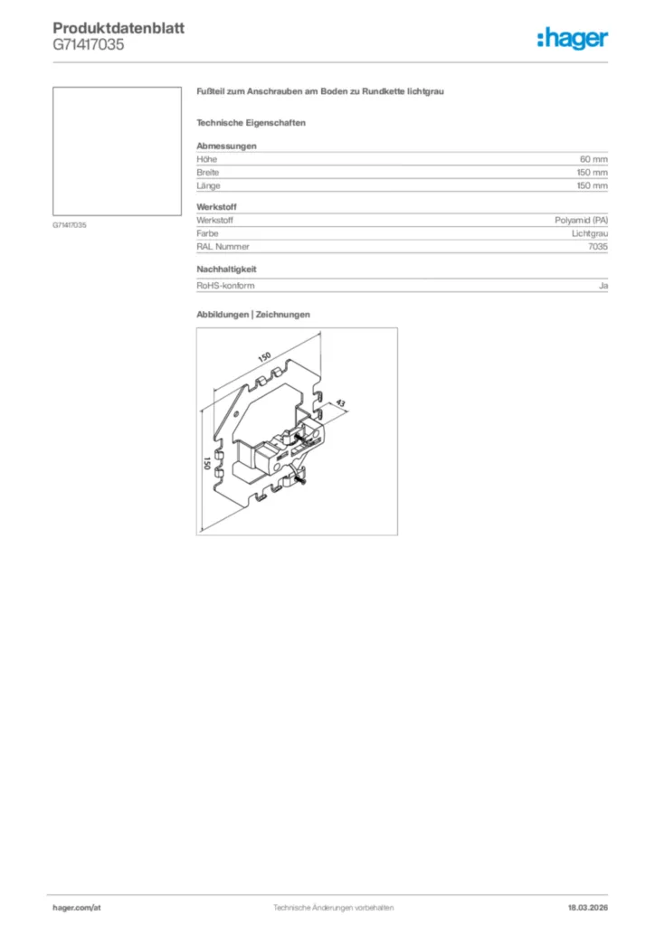 Bild Hager Produktdatenblatt G71417035 | Hager Deutschland