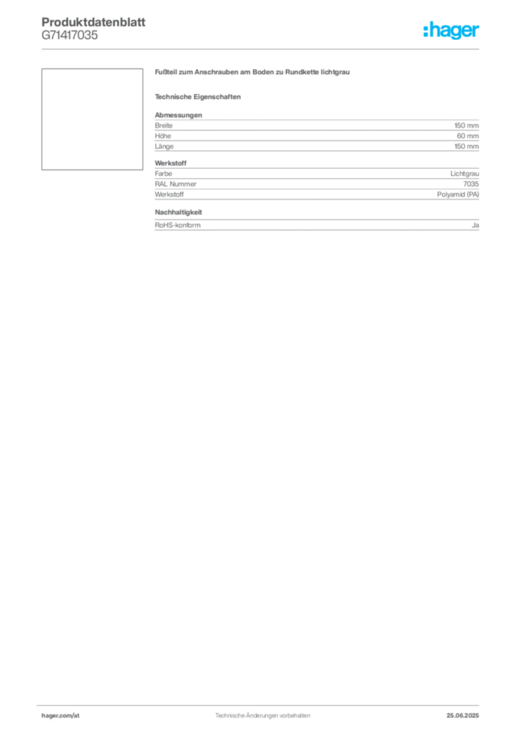 Bild Hager Produktdatenblatt G71417035 | Hager Deutschland