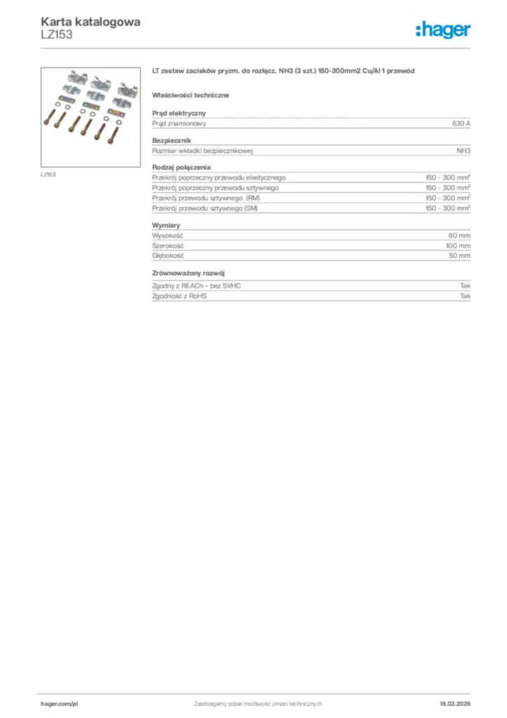 Zdjęcie Hager Karta katalogowa LZ153 | Hager Polska