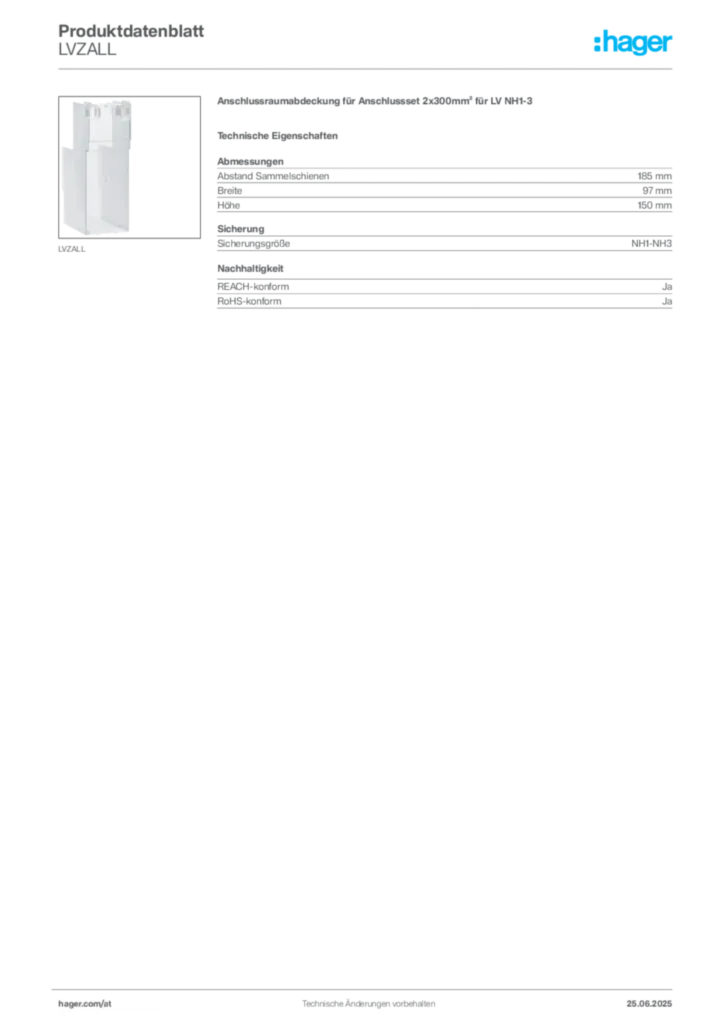 Bild Hager Produktdatenblatt LVZALL | Hager Deutschland