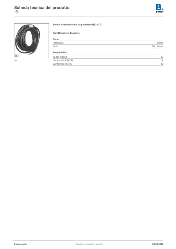 Immagine Berker Scheda tecnica del prodotto 161 | Hager Italia