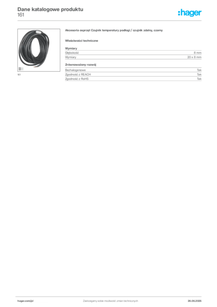Zdjęcie Hager Dane katalogowe produktu 161 | Hager Polska