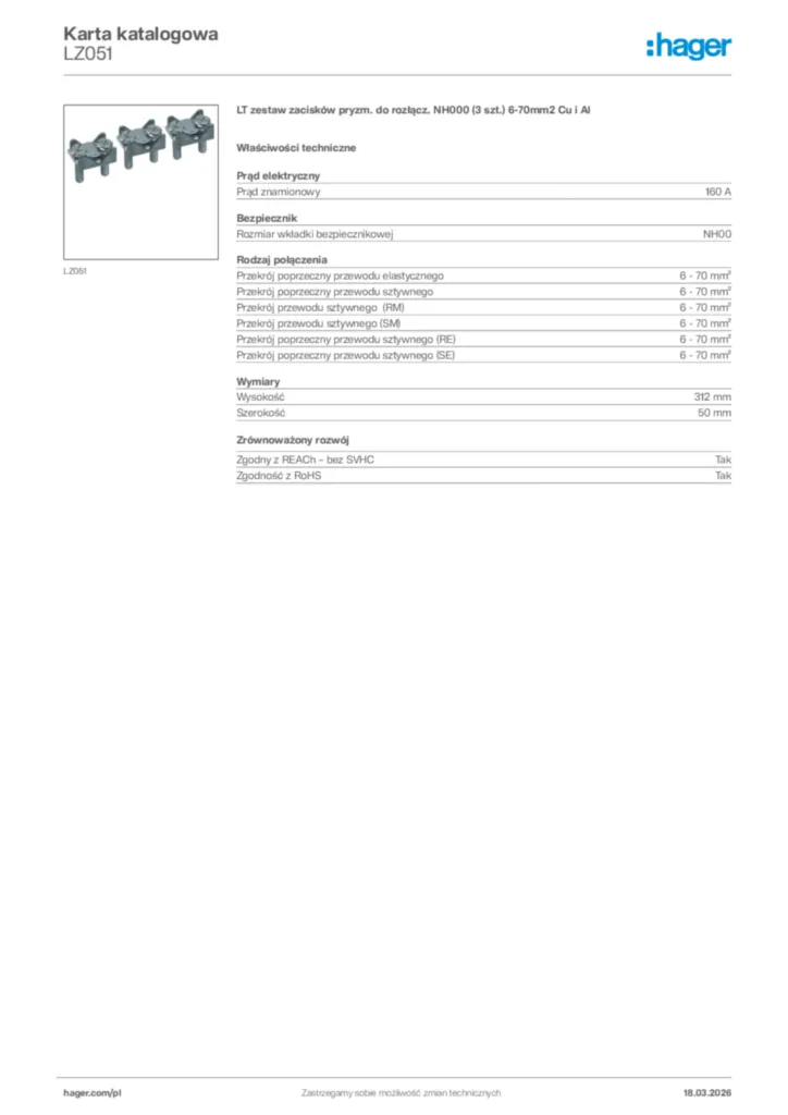 Zdjęcie Hager Karta katalogowa LZ051 | Hager Polska