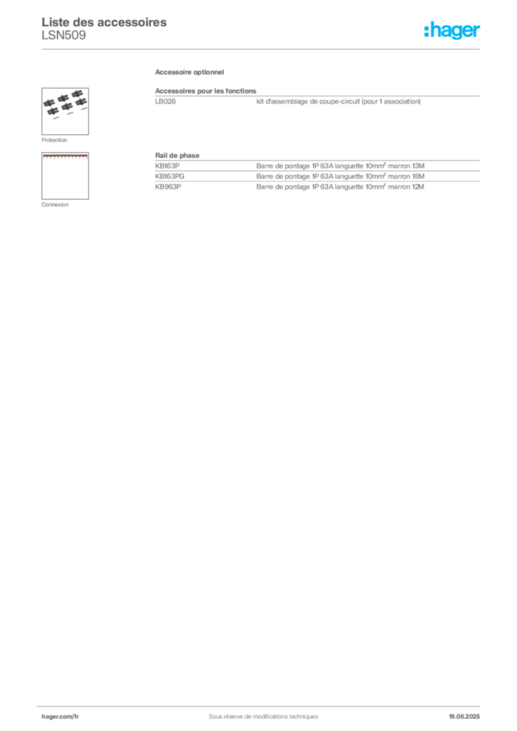 Image Hager Fiche technique du produit LSN509 | Hager France