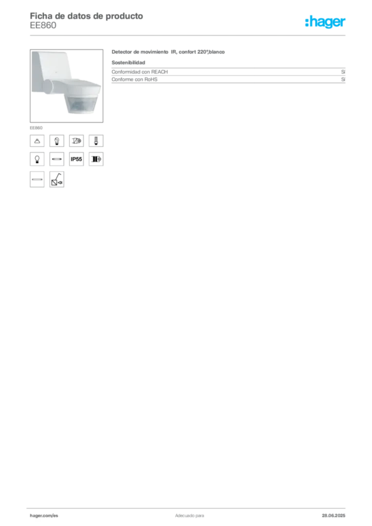Imagen Hager Ficha de datos de producto EE860 | Hager España