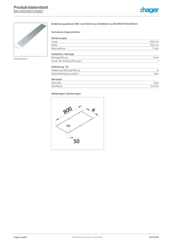 Bild Hager Produktdatenblatt BKA150800GBZ | Hager Deutschland
