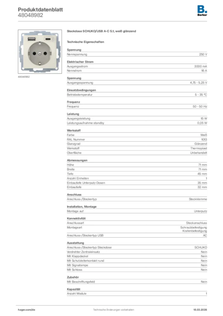 Bild Berker Produktdatenblatt 48048982 | Hager Deutschland