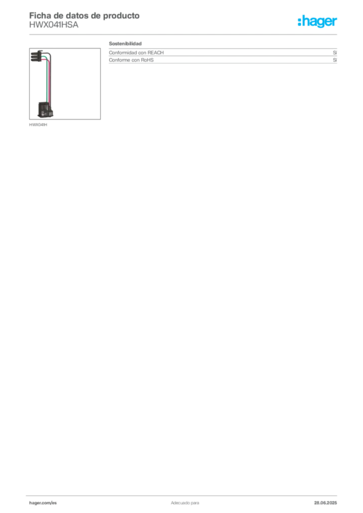 Imagen Hager Ficha de datos de producto HWX041HSA | Hager España