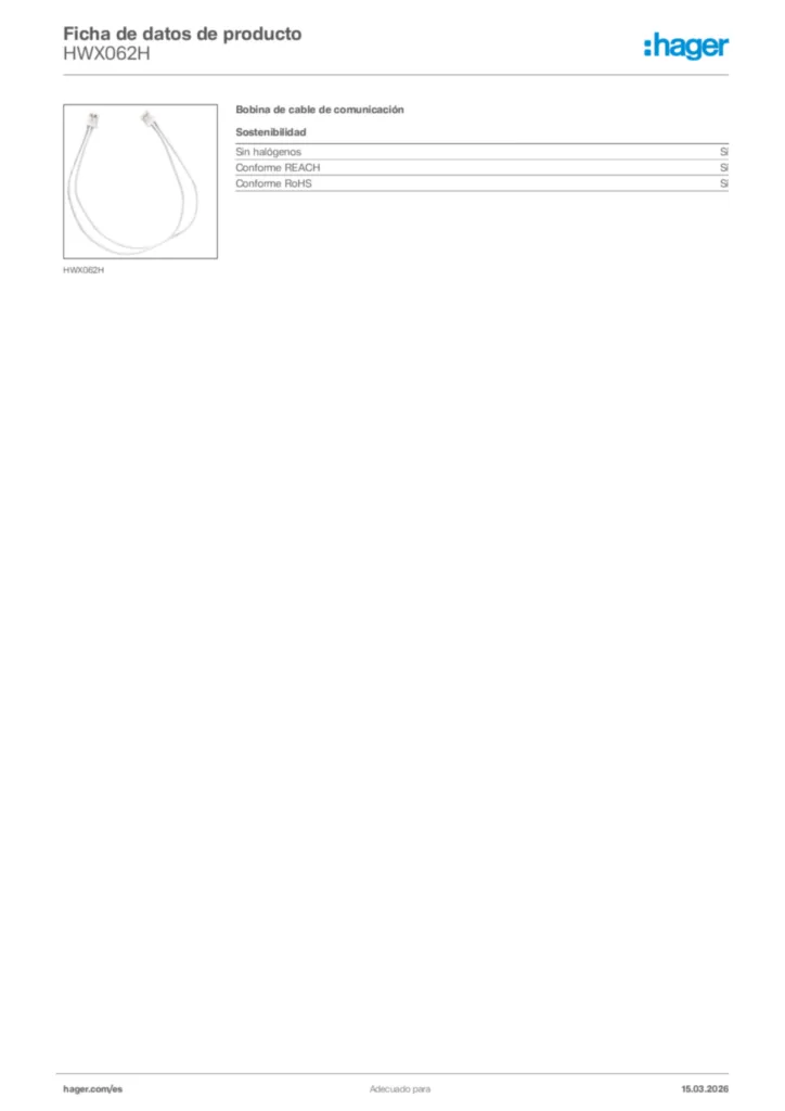 Imagen Hager Ficha de datos de producto HWX062H | Hager España