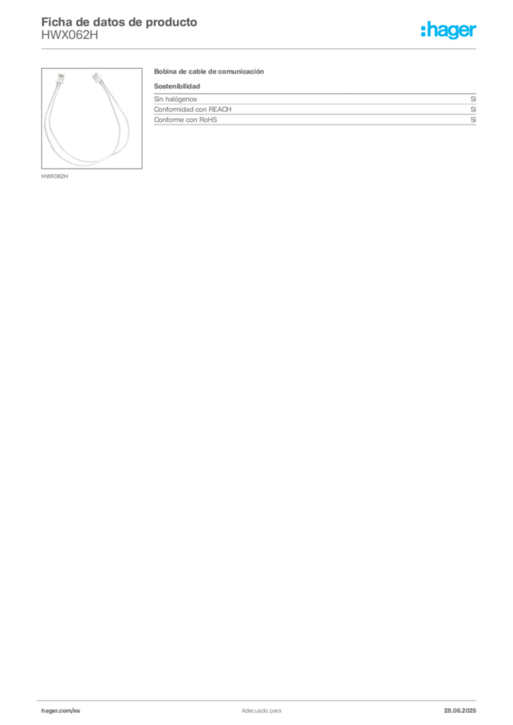 Imagen Hager Ficha de datos de producto HWX062H | Hager España