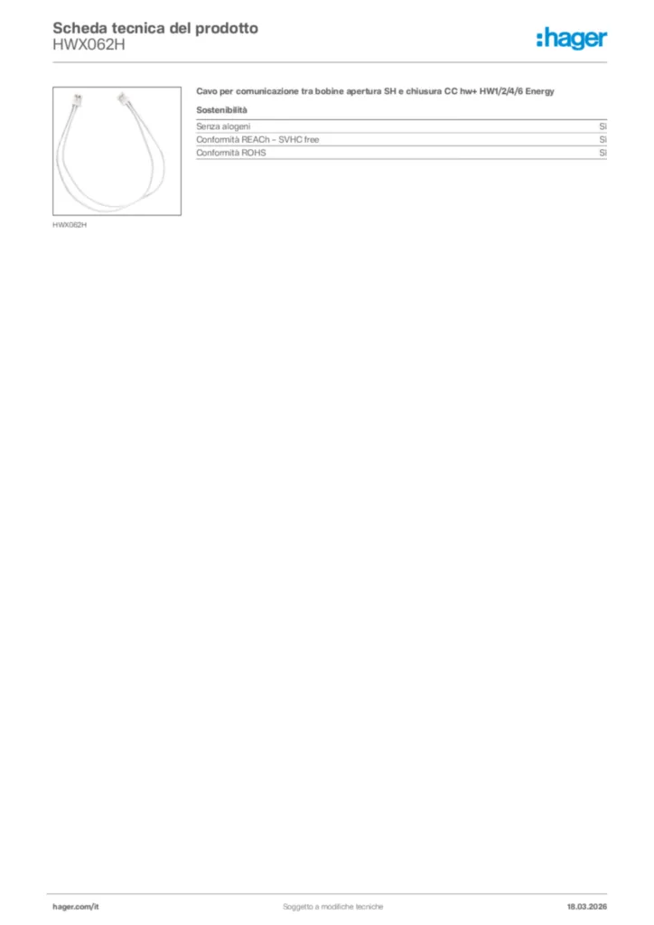 Immagine Hager Scheda tecnica del prodotto HWX062H | Hager Italia