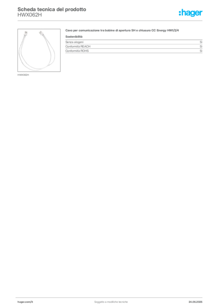 Immagine Hager Scheda tecnica del prodotto HWX062H | Hager Italia