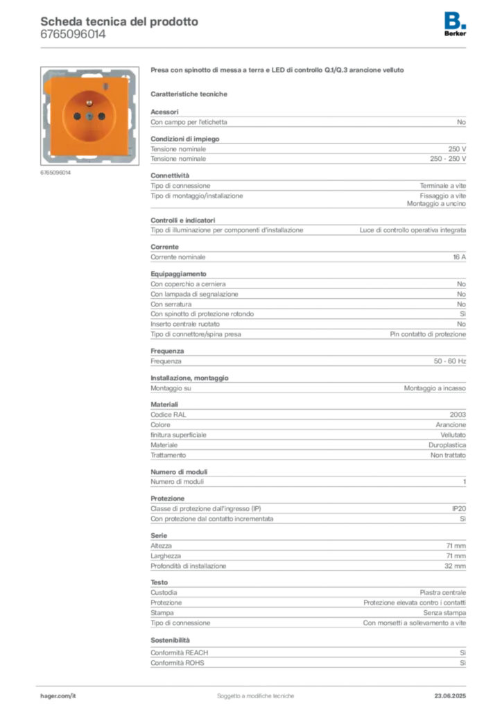Immagine Berker Scheda tecnica del prodotto 6765096014 | Hager Italia