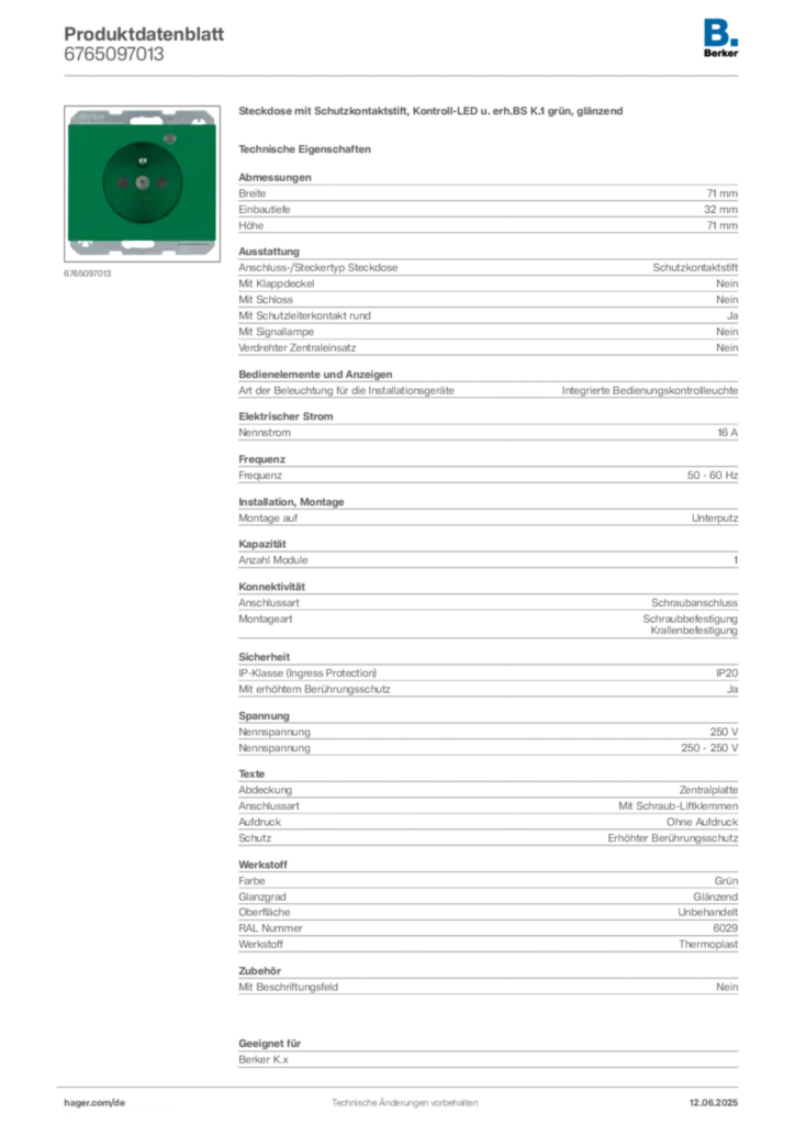 Berker Produktdatenblatt 6765097013