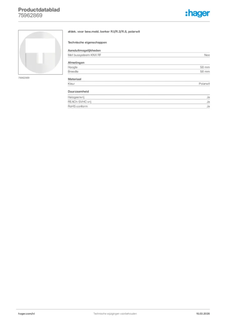 Afbeelding Hager Productdatablad 75962869 | Hager Nederland