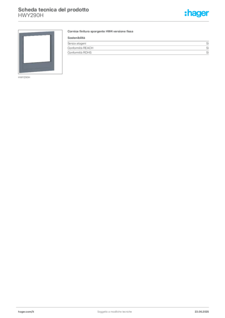 Immagine Hager Scheda tecnica del prodotto HWY290H | Hager Italia