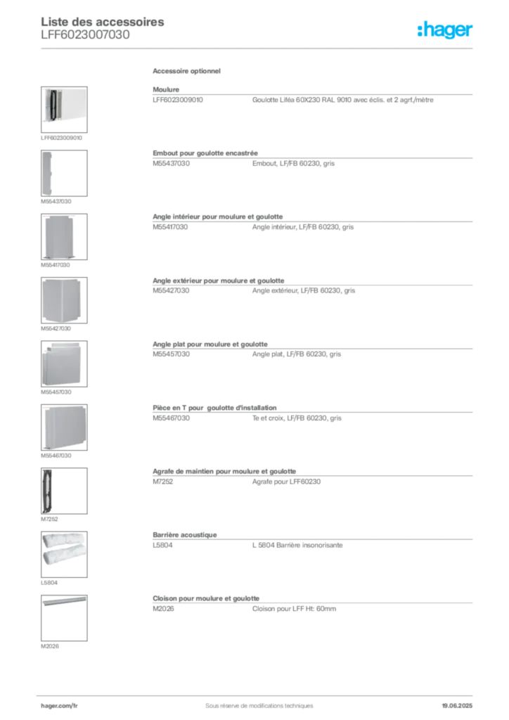 Image Hager Fiche technique du produit LFF6023007030 | Hager France