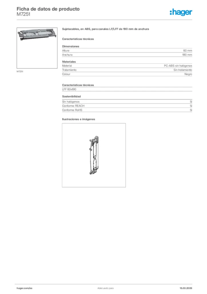 Imagen Hager Ficha de datos de producto M7251 | Hager España
