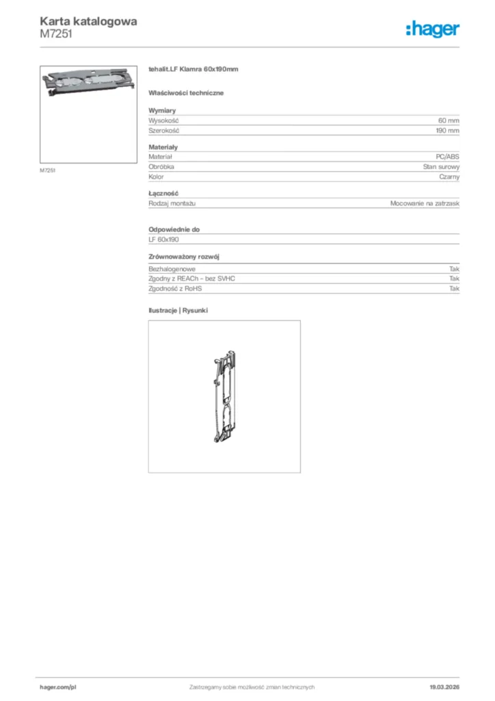 Zdjęcie Hager Karta katalogowa M7251 | Hager Polska
