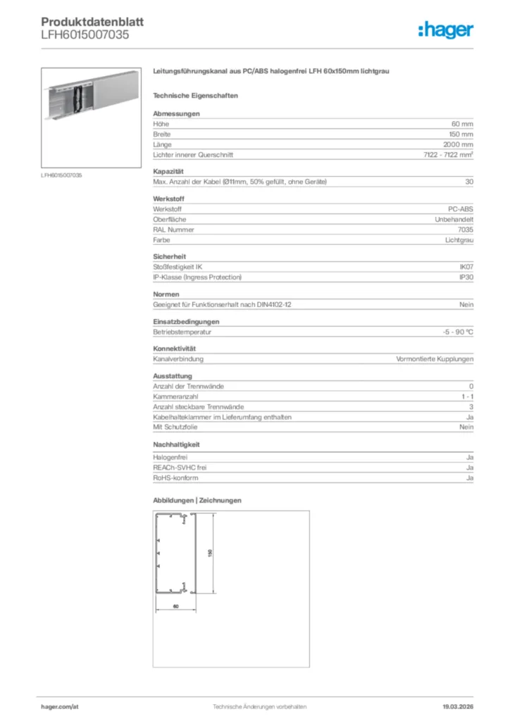Bild Hager Produktdatenblatt LFH6015007035 | Hager Deutschland