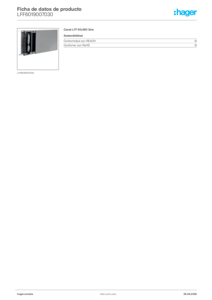 Imagen Hager Ficha de datos de producto LFF6019007030 | Hager España