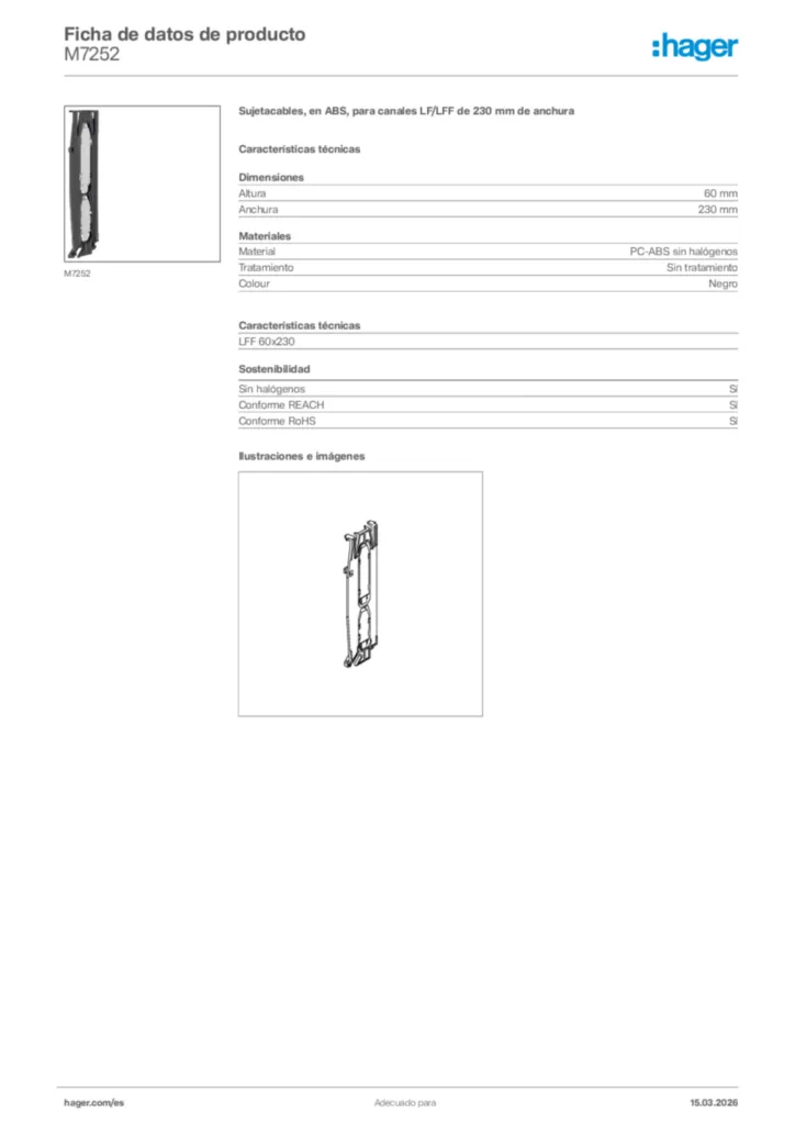 Imagen Hager Ficha de datos de producto M7252 | Hager España