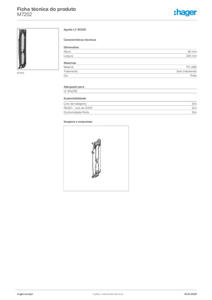 Imagem Hager Ficha técnica do produto M7252 | Hager Portugal