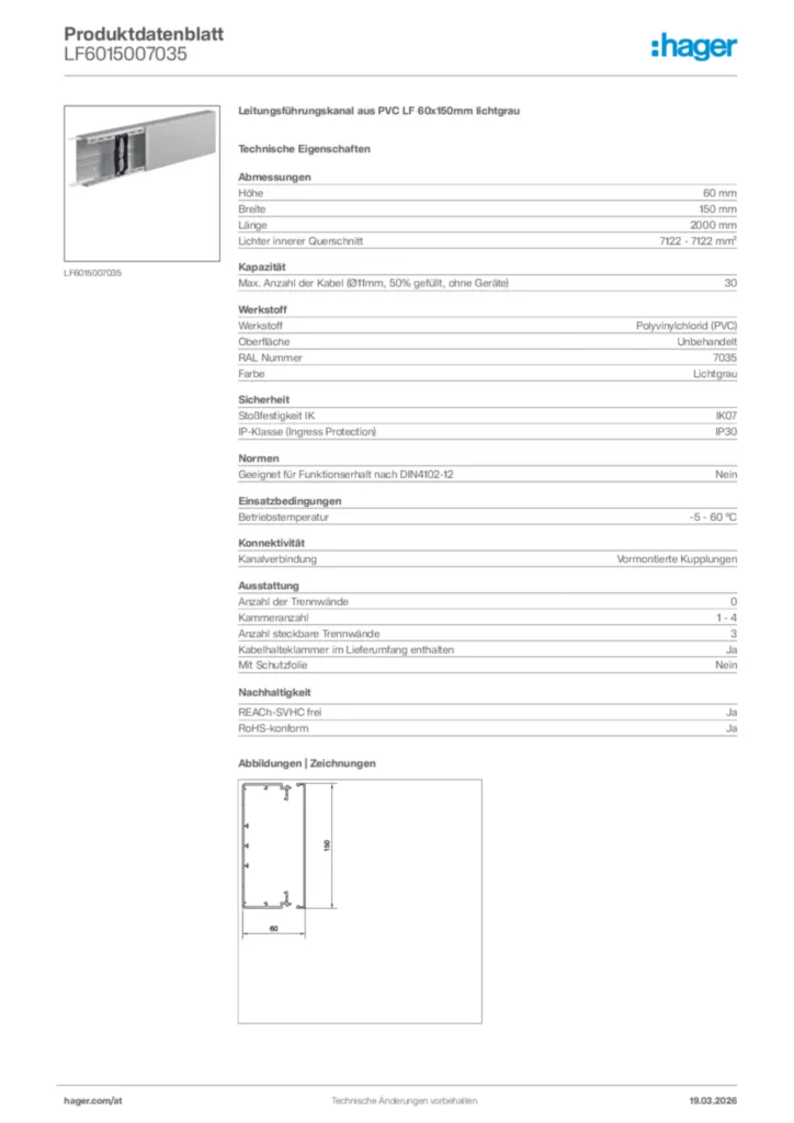 Bild Hager Produktdatenblatt LF6015007035 | Hager Deutschland