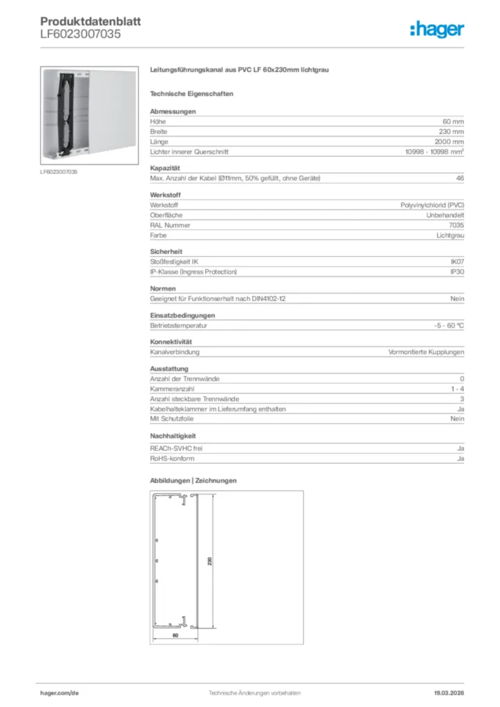 Bild Hager Produktdatenblatt LF6023007035 | Hager Deutschland