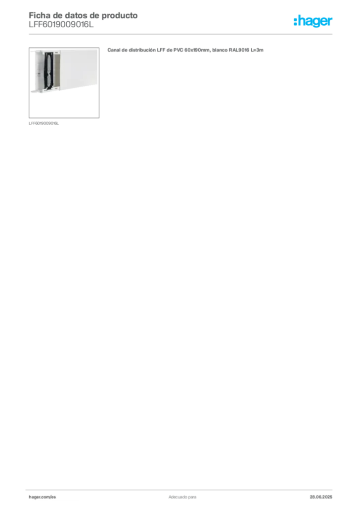 Imagen Hager Ficha de datos de producto LFF6019009016L | Hager España