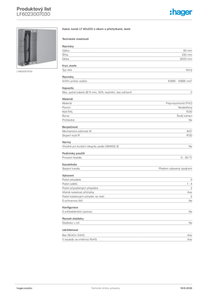 Obrázek Hager Generováno - Datový list produktu LF6023007030 | Hager