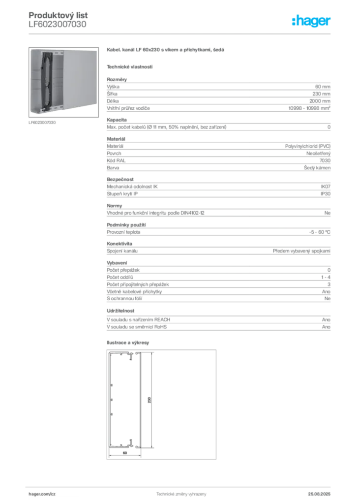 Obrázek Hager Produktový list LF6023007030 | Hager