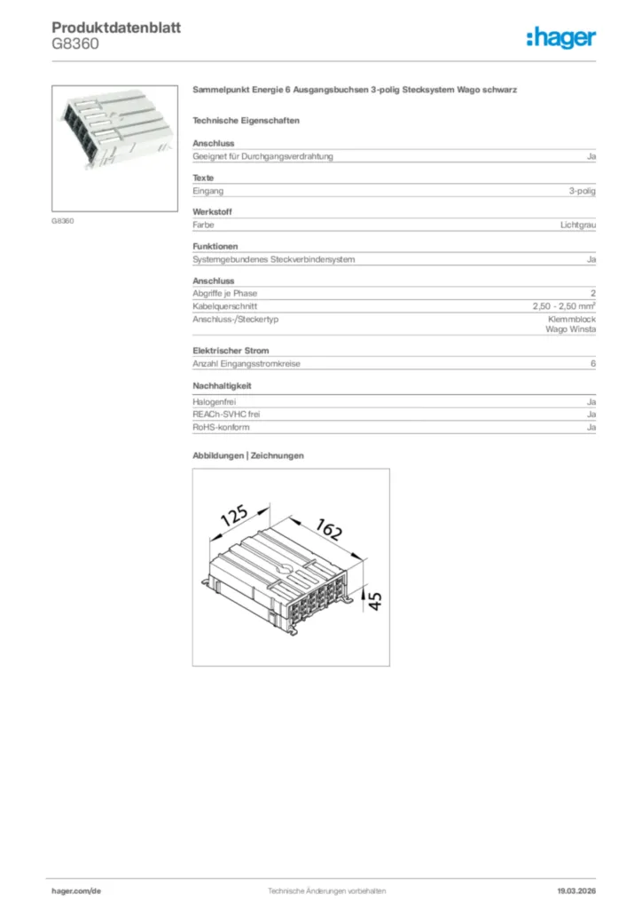 Bild Hager Produktdatenblatt G8360 | Hager Deutschland