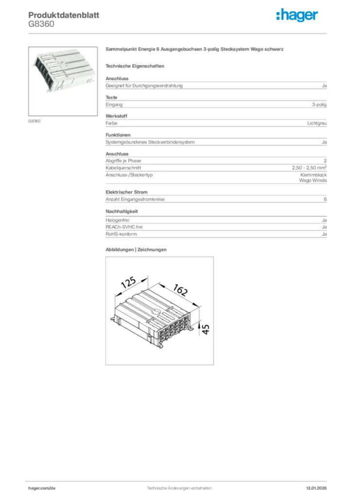 Bild Hager Produktdatenblatt G8360 | Hager Deutschland