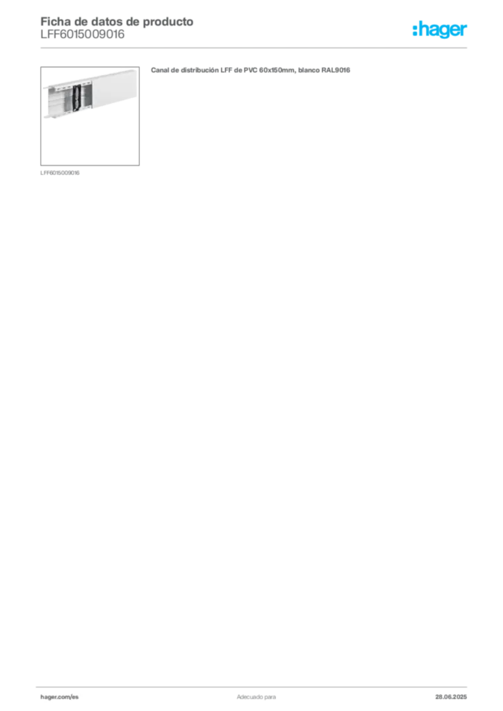 Imagen Hager Ficha de datos de producto LFF6015009016 | Hager España