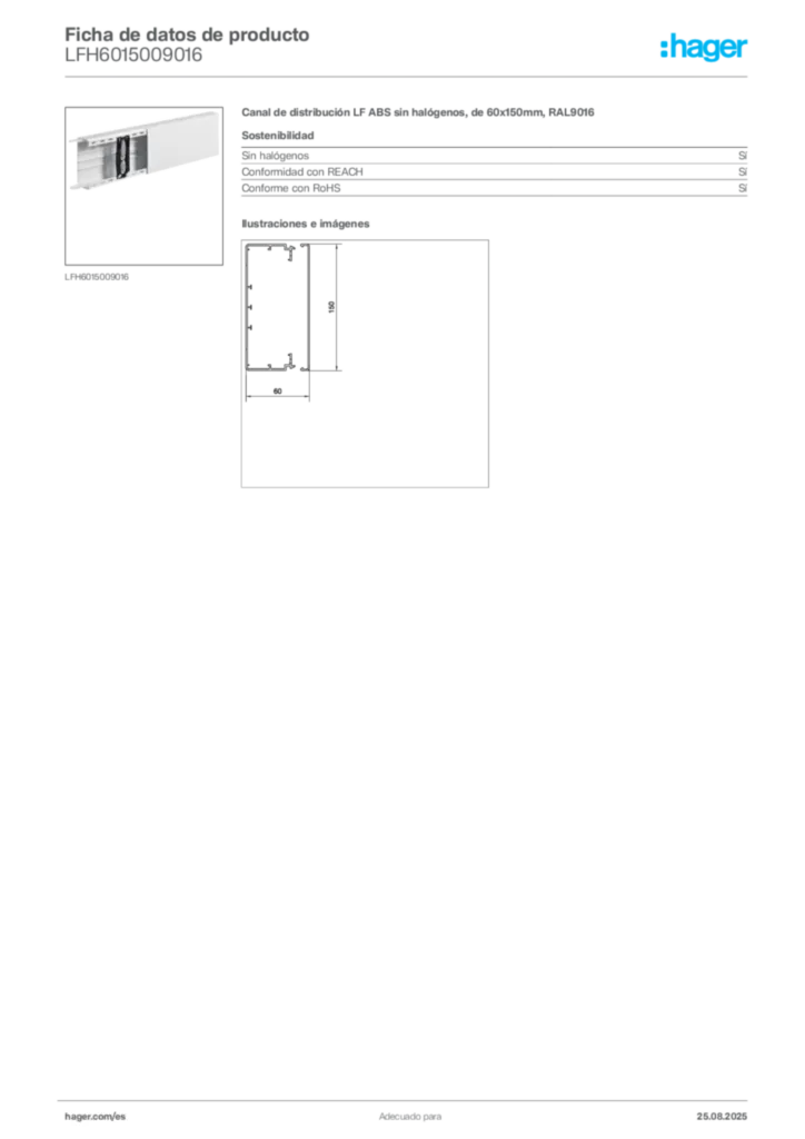 Imagen Hager Ficha de datos de producto LFH6015009016 | Hager España