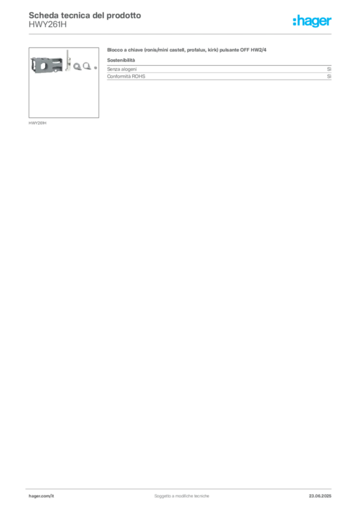 Immagine Hager Scheda tecnica del prodotto HWY261H | Hager Italia