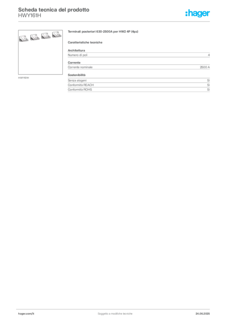 Immagine Hager Scheda tecnica del prodotto HWY161H | Hager Italia