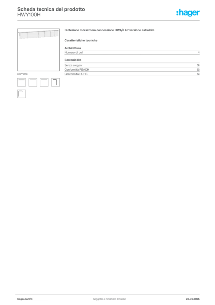 Immagine Hager Scheda tecnica del prodotto HWY100H | Hager Italia