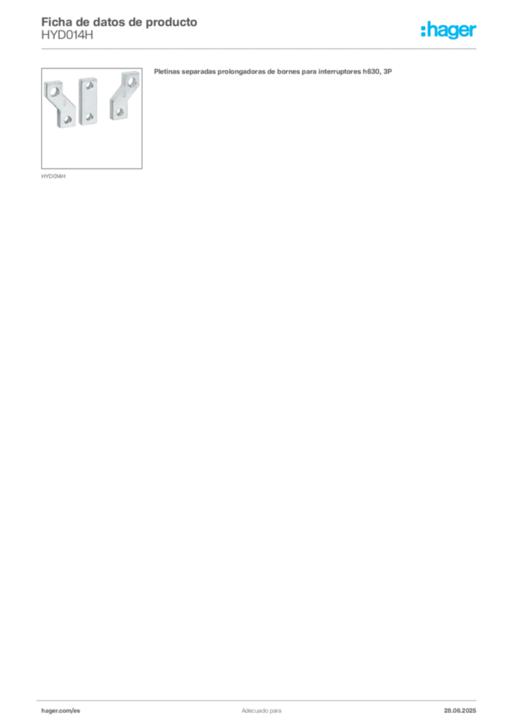 Imagen Hager Ficha de datos de producto HYD014H | Hager España