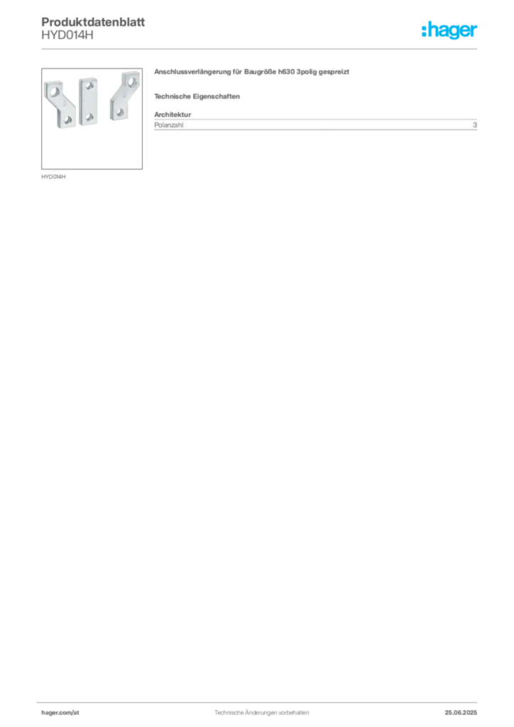 Bild Hager Produktdatenblatt HYD014H | Hager Deutschland